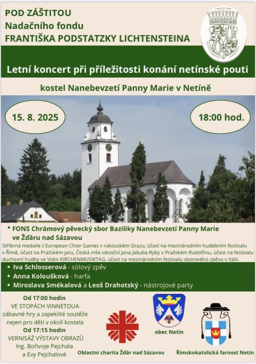 Letní koncert v kostele Nanebevzetí Panny Marie v Netíně
